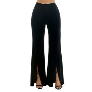 NWT Alex & Sophia Juniors High Rise Front Slit Wide Leg Velvet Pants Black S